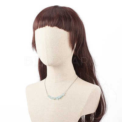 Natural Aquamarine Chips Beaded Jewelry Set SJEW-JS01231-07-1