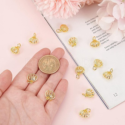 12Pcs Rack Plating Brass Clear Cubic Zirconia Pendants KK-GO0001-78-1