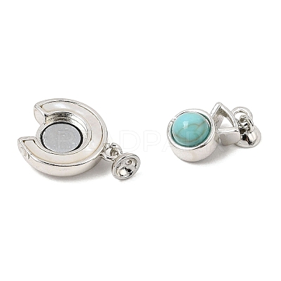 Brass & Natural Shell & Synthetic Turquoise Magnetic Clasps KK-C066-21P-1