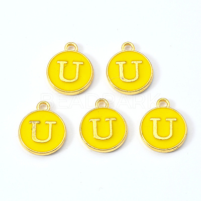 Golden Plated Alloy Enamel Charms ENAM-S118-09U-1