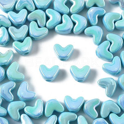 50Pcs UV Plating Opaque Acrylic Beads MACR-YW0004-06E-1