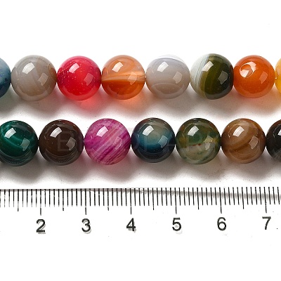 Natural Striped Agate/Banded Agate Round Bead Strands G-E234-16-1
