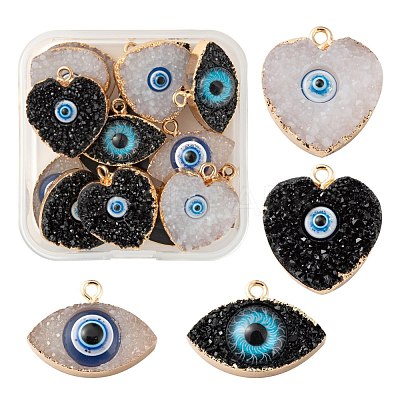16Pcs 2 Style Druzy Resin Pendants RESI-LS0001-17-1
