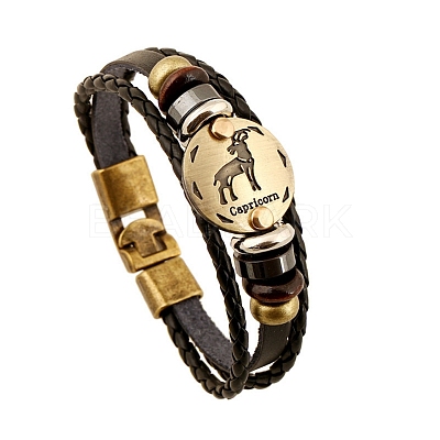 Braided Cowhide Cord Multi-Strand Bracelets PW-WG49322-04-1