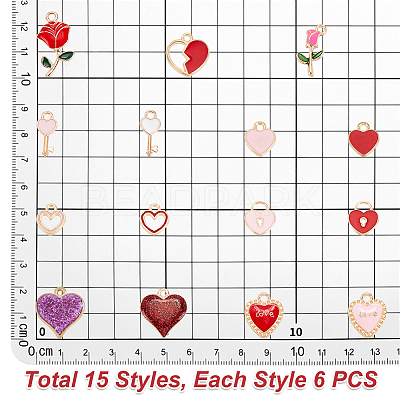 90Pcs 15 Style Alloy Enamel Charms ENAM-PH0002-36-1