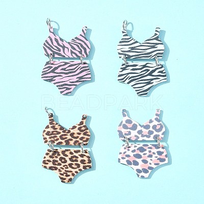 4Pcs 4 Styles Printed Acrylic Pendants MACR-FS0001-75-1