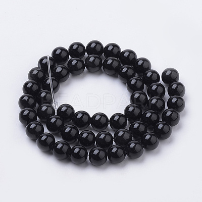 Natural Black Onyx Beads Strands G-S259-19-8mm-1