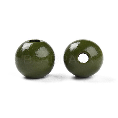 Painted Natural Wood Beads WOOD-A018-16mm-06-1