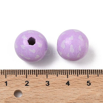 Valentine's Day Spray Painted & Printed Wood European Beads WOOD-L023-03F-1