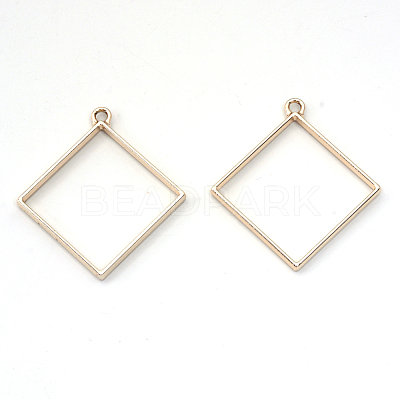 Rack Plating Alloy Rhombus Open Back Bezel Pendants LS-PALLOY-S047-22E-FF-1