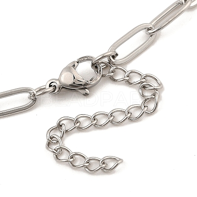 Non-Tarnish 304 Stainless Steel Paperclip Chain Necklace for Women NJEW-C011-03P-01-1