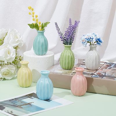 6Pcs 6 Colors Mini Ceramic Floral Vases for Home Decor BOTT-NB0001-04-1