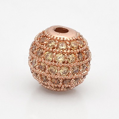 Brass Micro Pave Grade AAA Cubic Zirconia Beads KK-E711-12mm-113RG-NR-1