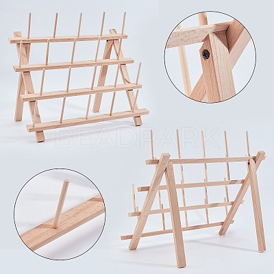 20 Spools Solid Wood Sewing Embroidery Thread Stand TOOL-PH0001-33-1