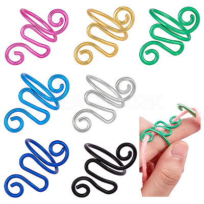 7Pcs 7 Colors Iron Yarn Guide Finger Holders AJEW-PH0011-76-1