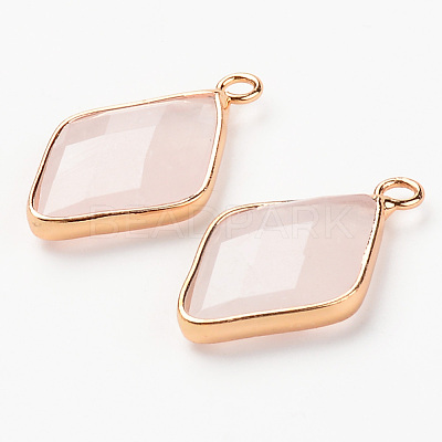 Natural Rose Quartz Pendants G-R464-005B-1