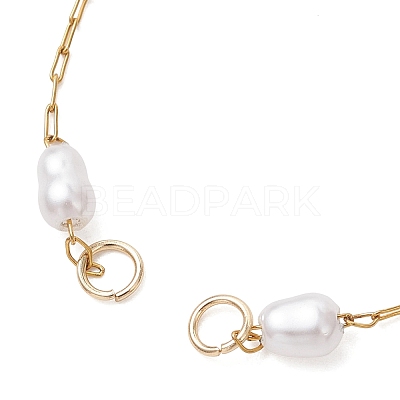 316 Surgical Stainless Steel with Plastic Imitation Pearl Handmade Link Chain Bracelet Making AJEW-JB01589-1