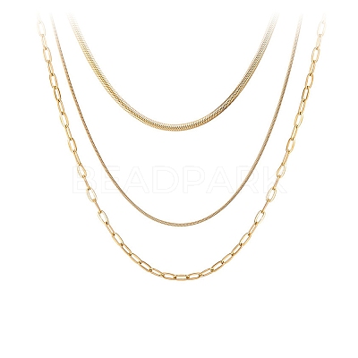 Stainless Steel Chains Three Layers Necklaces NJEW-D054-01A-01G-1