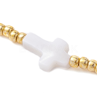 Natural Pearl & Seed Braided Bead Bracelets BJEW-JB09722-05-1