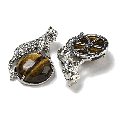 Natural Tiger Eye Half Round Pendants G-F766-06AS-08-1
