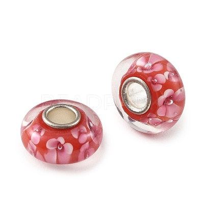 Lampwork & Brass Core European Beads LAMP-P019-01P-16-1