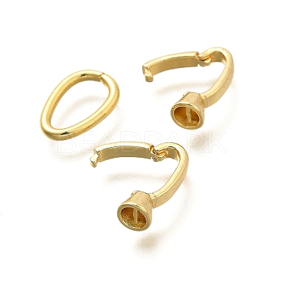 Teardrop Rack Plating Brass Fold Over Clasps KK-S508-18G-1
