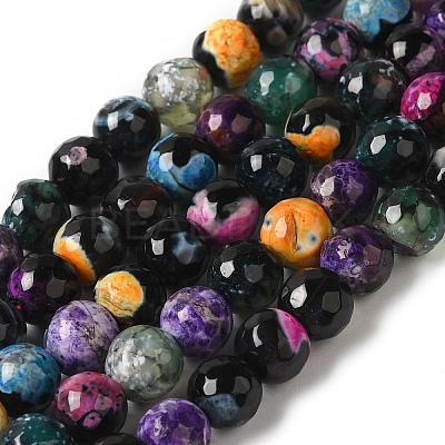 Dyed & Heated Natural Fire Crackle Agate Beads Strands G-P539-B01-05-1