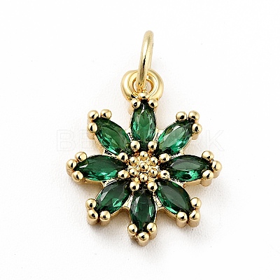 Rack Plating Brass Micro Pave Cubic Zirconia Charms ZIRC-F129-34A-G-1