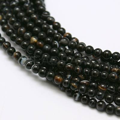 Natural Black Agate Bead Strands X-G-A130-3mm-K01-1