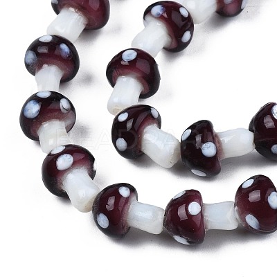 Mushroom Handmade Lampwork Beads Strands LAMP-R116-23-1