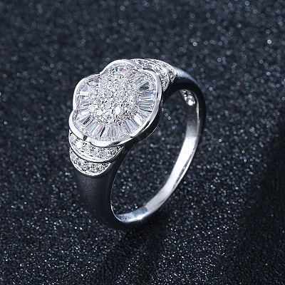 Brass Micro Cubic Zirconia Finger Rings FS-WG10423-02-1