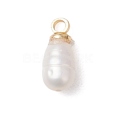 Natural Cultured Freshwater Pearl Rice Charms PALLOY-JF04868-1