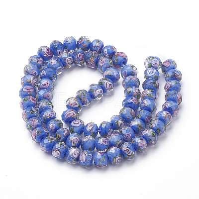 Handmade Gold Sand Lampwork Beads Strands LAMP-R141-12mm-05-1