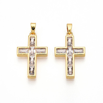 Brass Micro Pave Cubic Zirconia Pendants KK-N257-32G-1