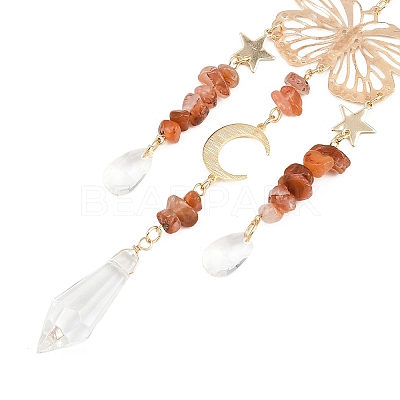 Carnelian with Glass Pendant Decorations HJEW-TA00129-02-1