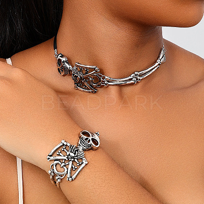 Alloy Skeleton Bracelets & Necklaces Sets FS-WG61533-01-1