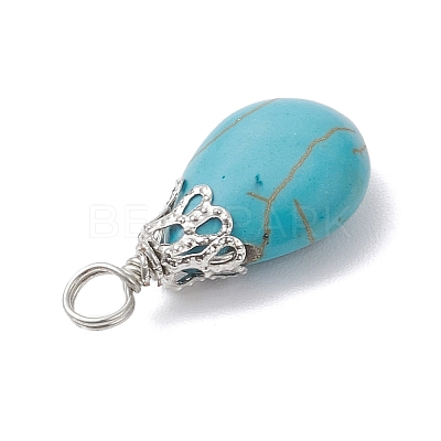 Dyed Synthetic Turquoise Pendants PALLOY-JF04355-02-1