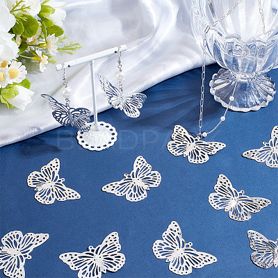 80Pcs Iron Hollow Butterfly Pendants IFIN-NB0001-68-1