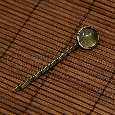 12mm Transparent Clear Domed Glass Cabochon Cover for Iron Hair Bobby Pin DIY Making DIY-X0071-NF-1