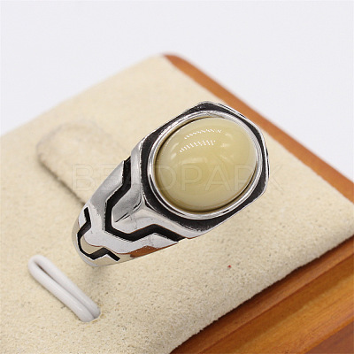 316L Surgical Stainless Steel and Synthetic Gemstone Finger Rings for Men FS-WG3E90C-01-1