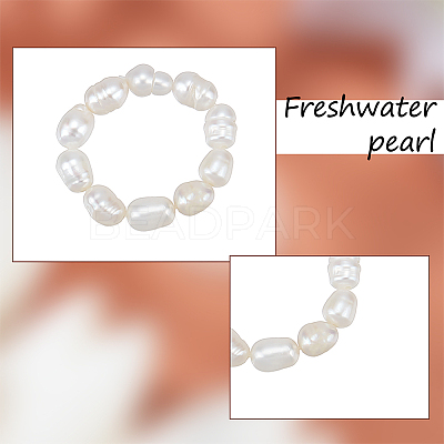 1Pc Natural Pearl Beaded Stretch Finger Ring for Women RJEW-AN0001-02-1