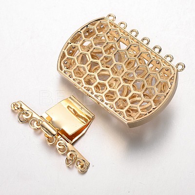 Brass Cubic Zirconia Box Clasps ZIRC-O020-08G-NR-1
