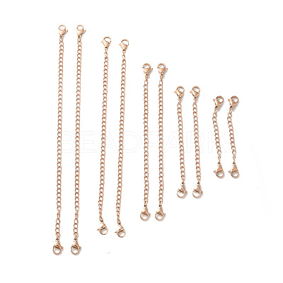 10Pcs 5 Size Ion Plating(IP) 304 Stainless Steel Chain Extender STAS-E192-03RG-1