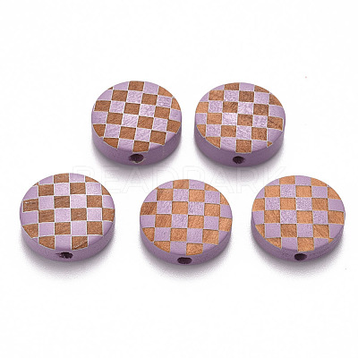 Painted Natural Wood Beads WOOD-N006-04D-1