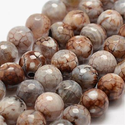 Faceted Natural Fire Crackle Agate Beads Strands G-F447-12mm-B14-1