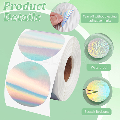 Round Dot Paper Holographic Thermal Printable Label Stickers STIC-WH0004-43-1