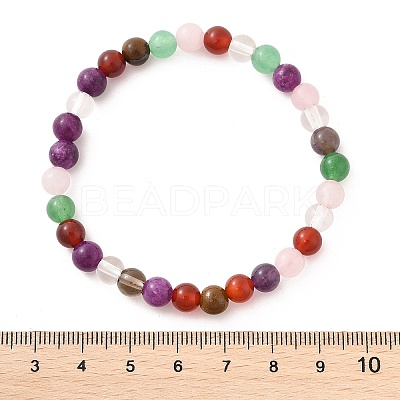 Natural Mixed Wealth Stone Beaded Stretch Bracelets BJEW-D446-B-39-1