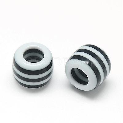 Opaque Stripe Resin European Beads RESI-S344-12-1