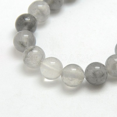 Natural Gemstone Cloudy Quartz Round Bead Strands G-O021-6mm-03B-1