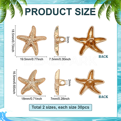 60Pcs 2 Styles 1-Hole Alloy Shank Buttons BUTT-PH0001-79KCG-1